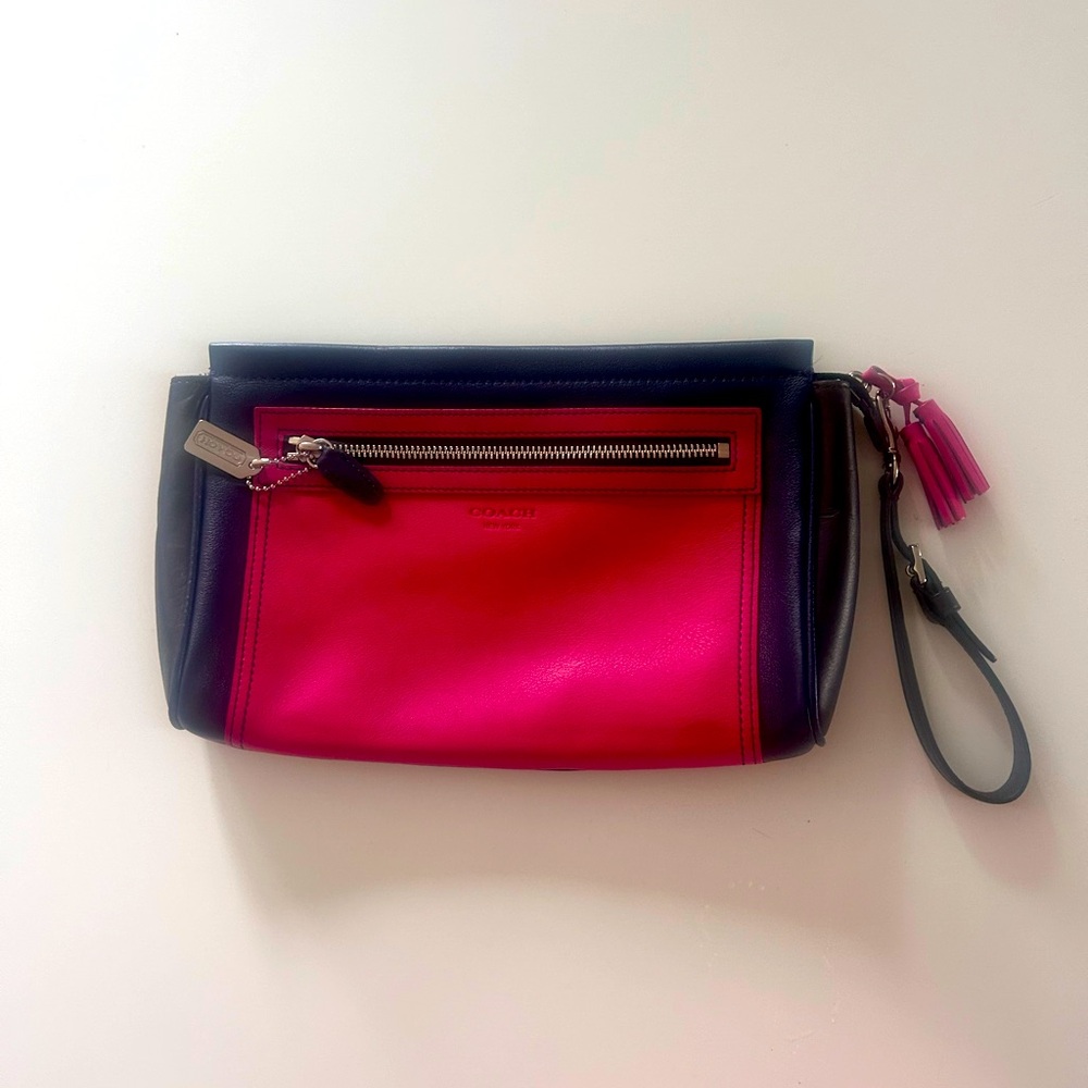 Coach color block leather clutch